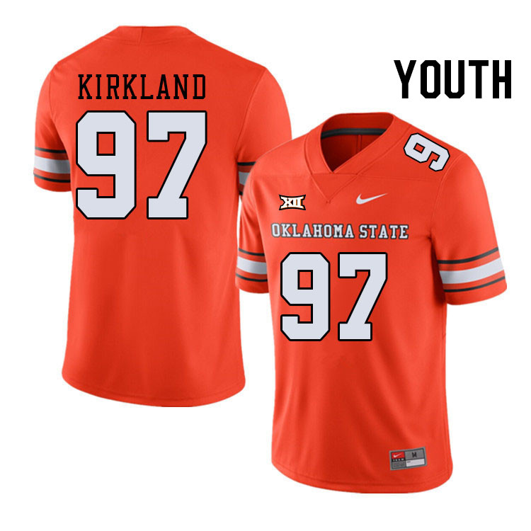 Youth #97 Justin Kirkland Oklahoma State Cowboys College Football Jerseys Stitched-Alternate Orange - Click Image to Close